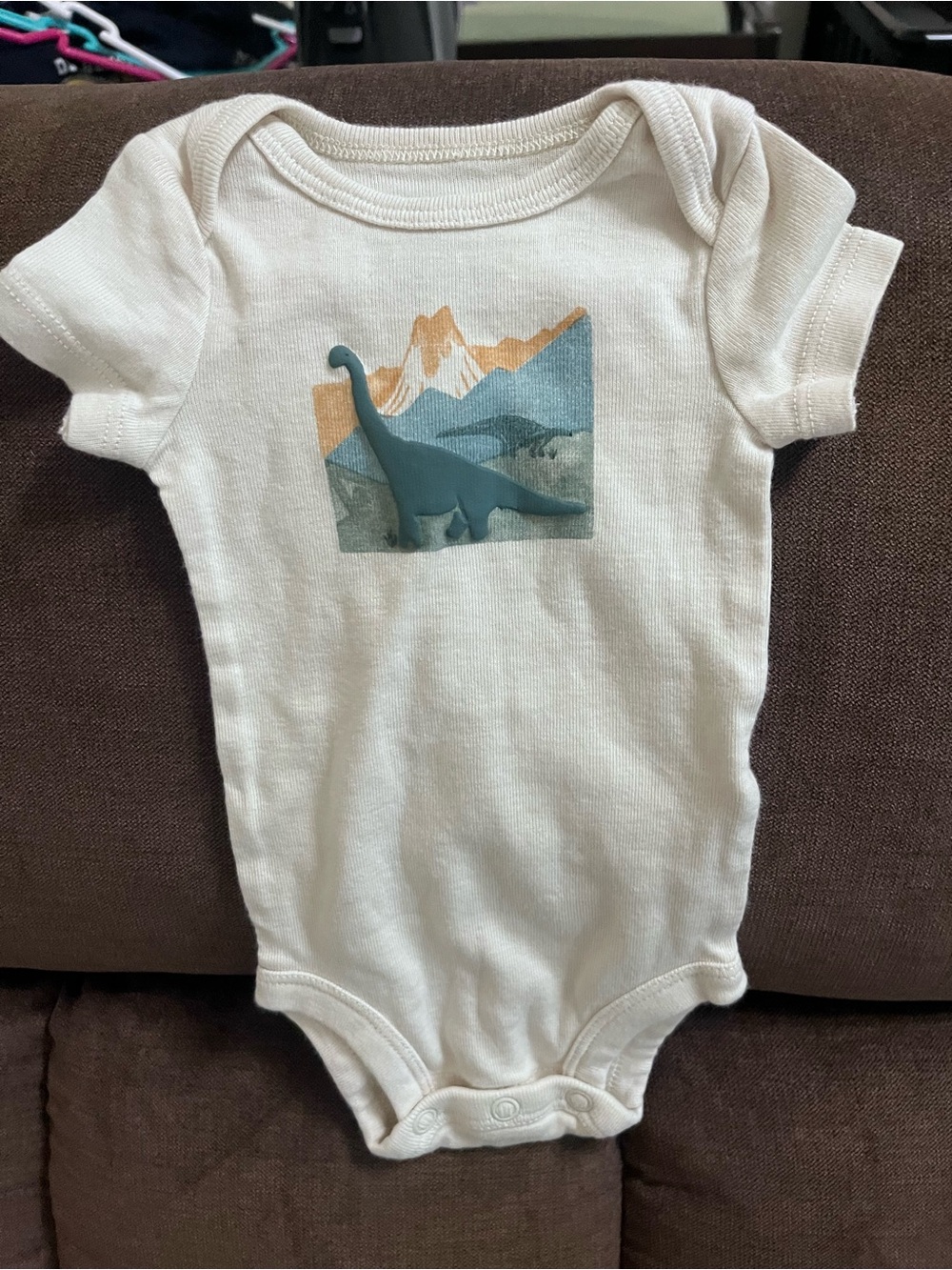 Newborn never worn carters onesie Cream Dinosaur Graphic One-Piece Bodysuit